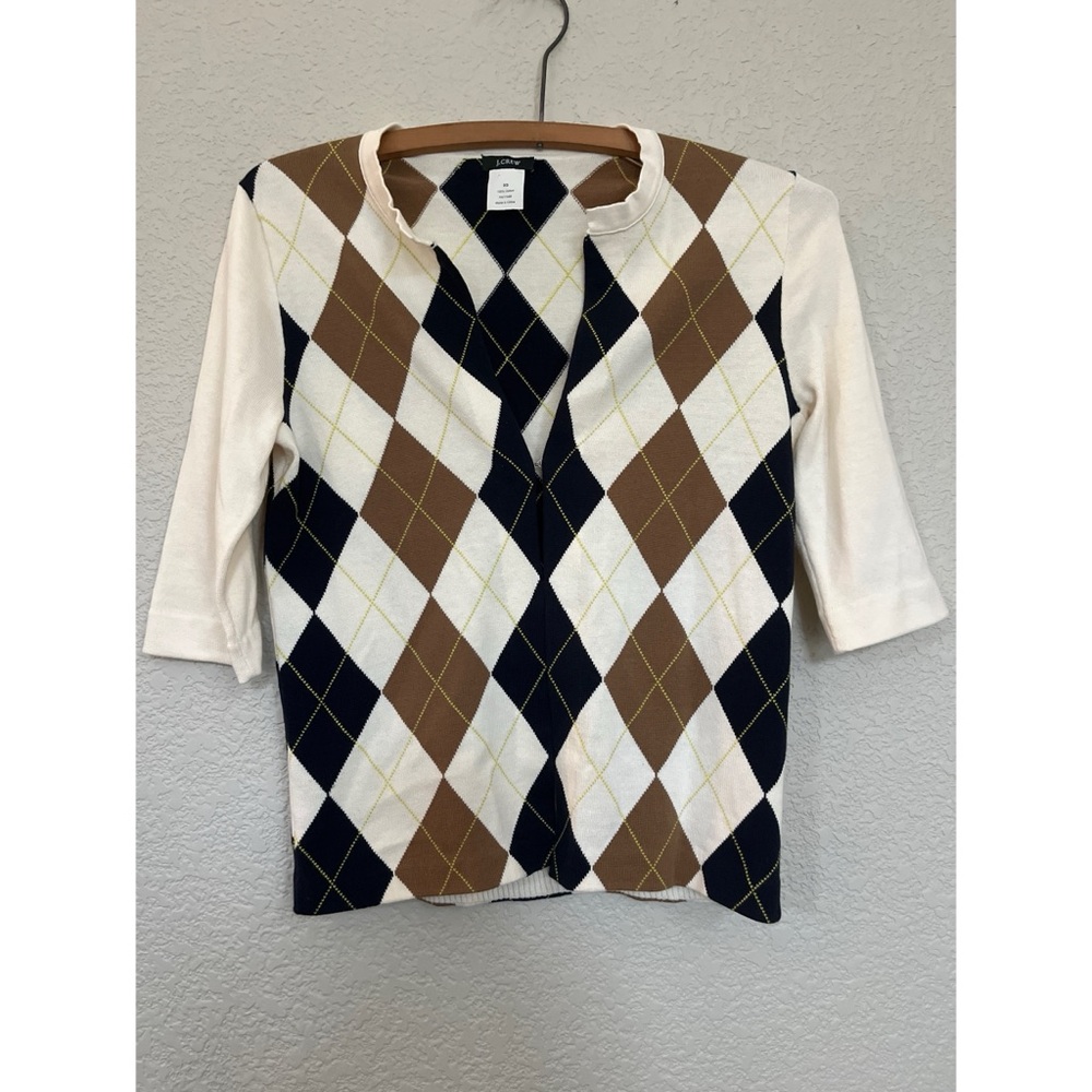 J. Crew Argyle Cotton Cardigan Women’s Size XS